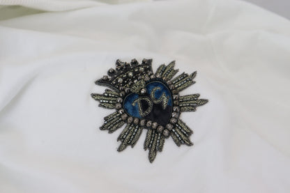 Dolce &amp; Gabbana Weißes Baumwoll-Kapuzensweatshirt mit Logo