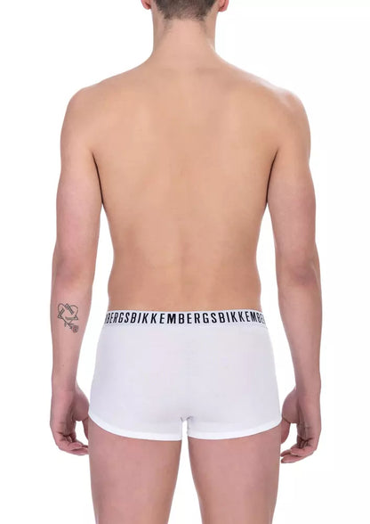 Bikkembergs White Cotton Men's Trunk Underwear Twin Pack