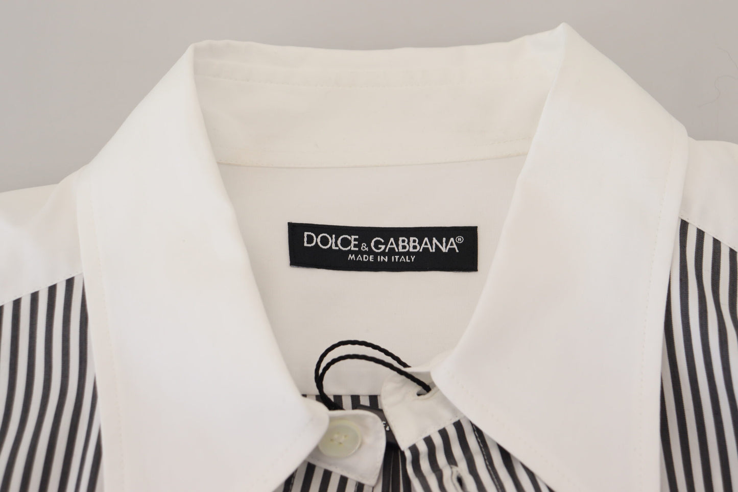 Dolce &amp; Gabbana – Lässiges Baumwollhemd mit Streifenmuster in Schwarz und Weiß