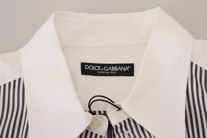 Dolce &amp; Gabbana – Lässiges Baumwollhemd mit Streifenmuster in Schwarz und Weiß