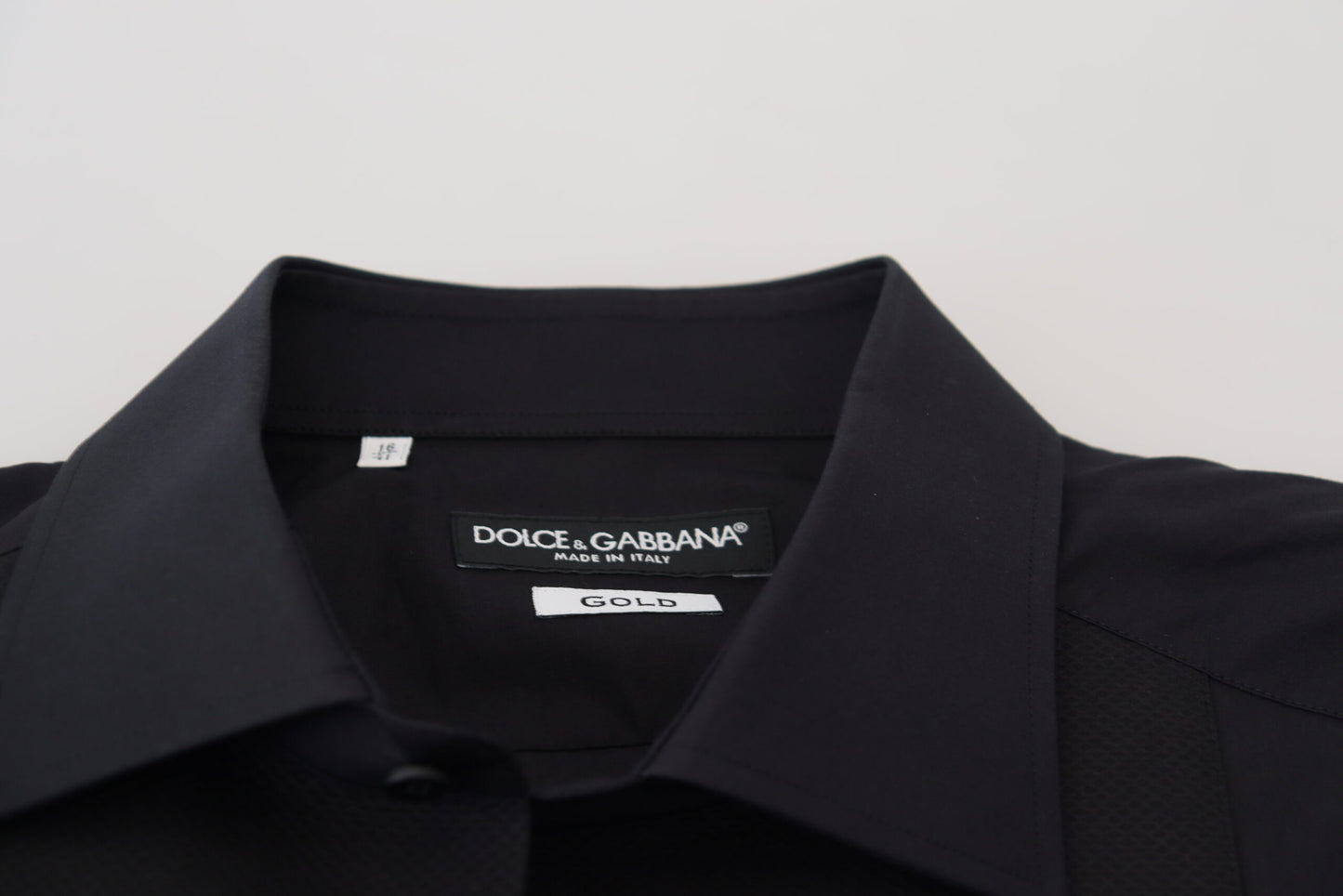 Dolce & Gabbana Black GOLD Cotton Collared Long Sleeve Shirt