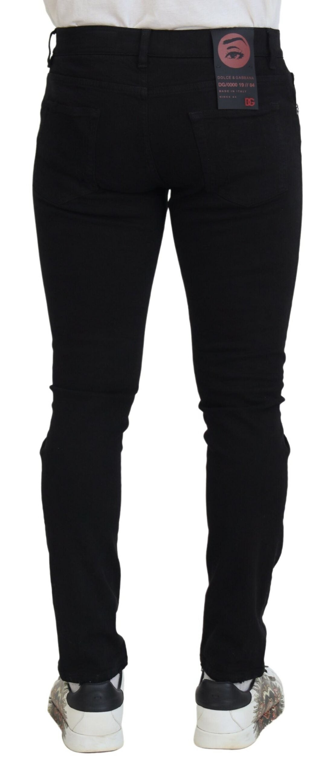 Dolce &amp; Gabbana – Schwarze Slim Fit-Jeans aus zerfetztem Baumwolldenim