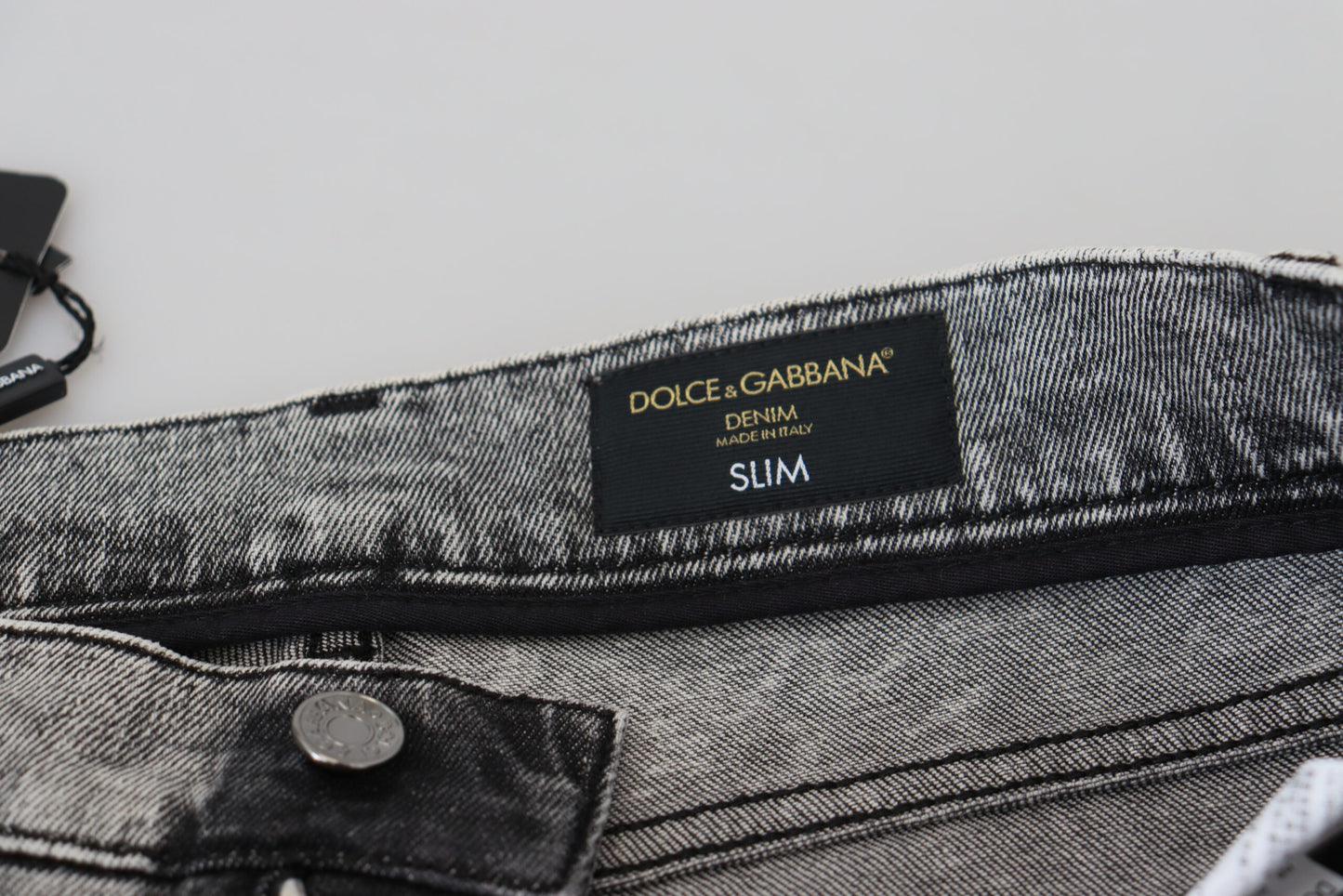 Dolce &amp; Gabbana – Slim Fit-Jeans aus gewaschener Baumwolle in Grau für Herren