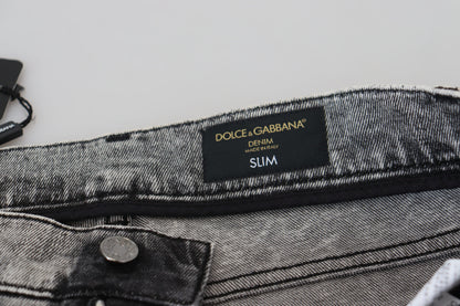 Dolce &amp; Gabbana – Slim Fit-Jeans aus gewaschener Baumwolle in Grau für Herren