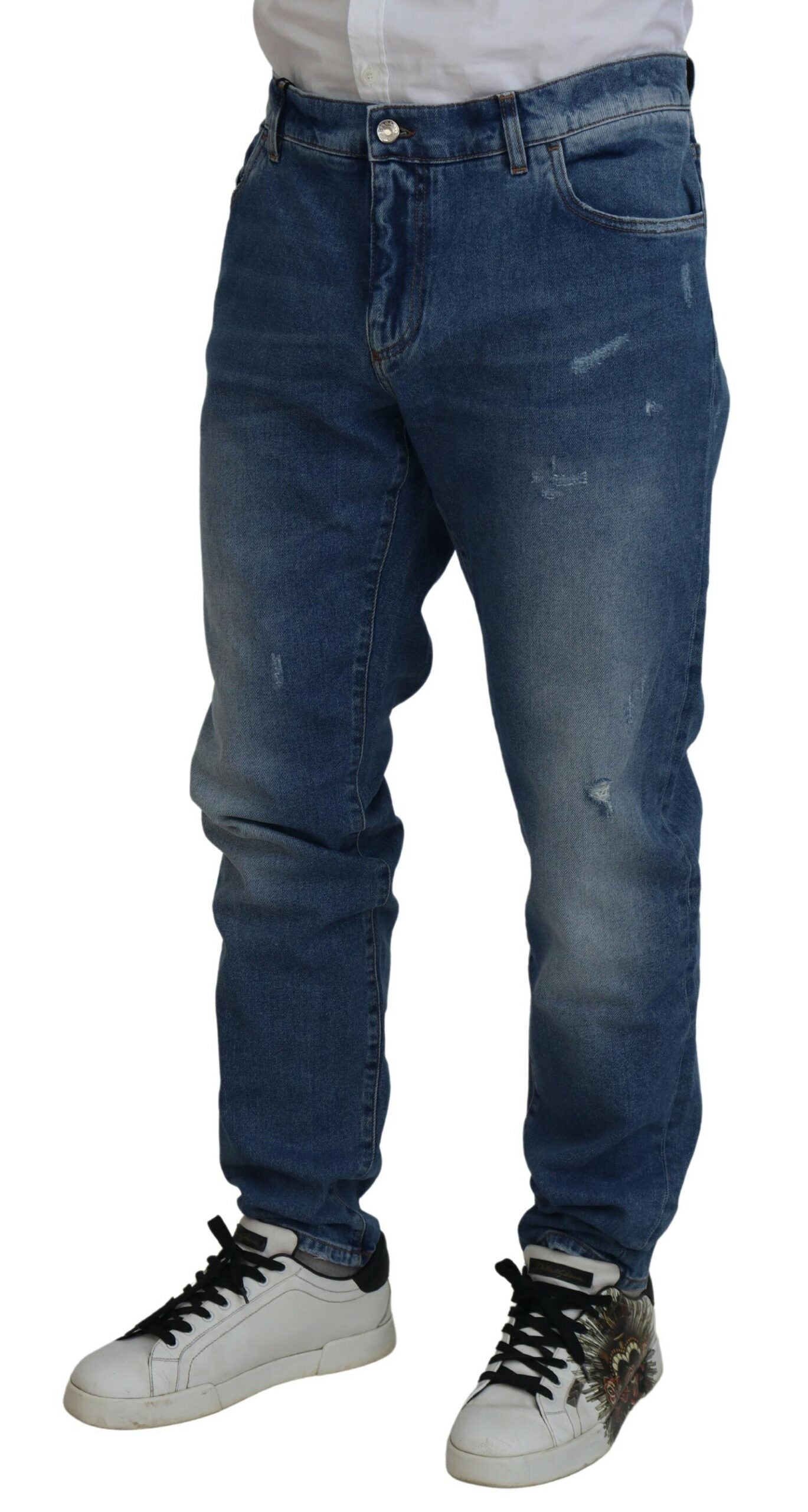 Dolce &amp; Gabbana – Blau verwaschene Skinny-Jeans aus Baumwolldenim
