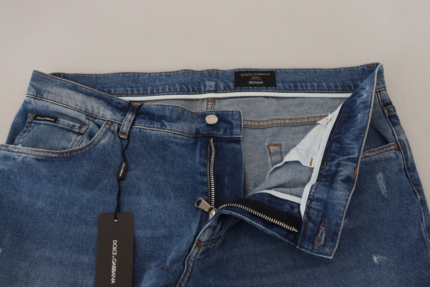 Dolce &amp; Gabbana – Blau verwaschene Skinny-Jeans aus Baumwolldenim