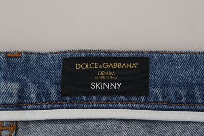 Dolce &amp; Gabbana – Blau verwaschene Skinny-Jeans aus Baumwolldenim
