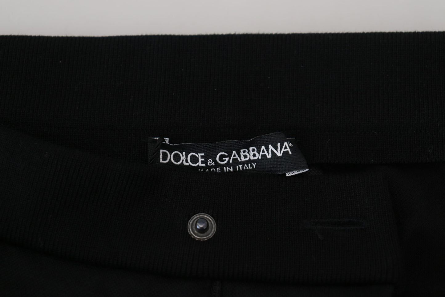 Dolce &amp; Gabbana – Schwarze Jogginghose aus Wolle mit Hufeisendesign