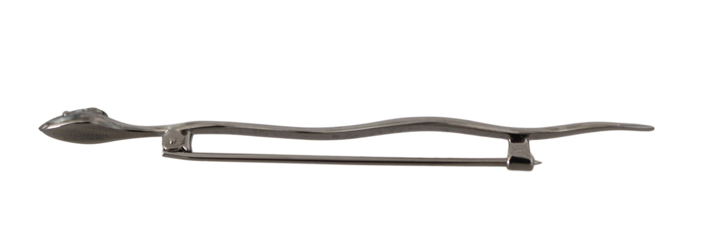 Dolce &amp; Gabbana Silber Messing Kristall Spilla Serpente Brosche Pin
