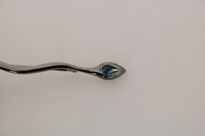 Dolce &amp; Gabbana Silber Messing Kristall Spilla Serpente Brosche Pin