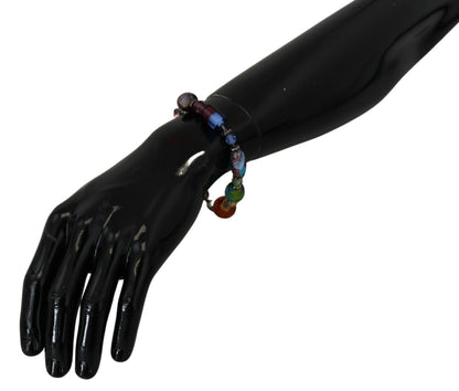 Dolce &amp; Gabbana – Mehrfarbiges Armband mit silberner Kette und Messingperlen und Karabinerverschluss