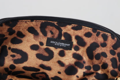 Dolce &amp; Gabbana – Handtasche mit blauem Logo-Print und Leopardenmuster