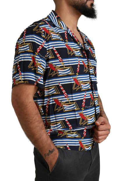 Dolce &amp; Gabbana – Mehrfarbiges, kurzärmliges Strandkorbhemd