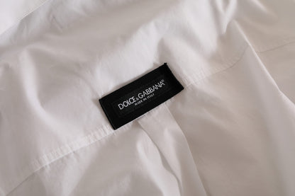 Dolce &amp; Gabbana – Lässiges Langarmhemd aus weißer Baumwolle mit Logo