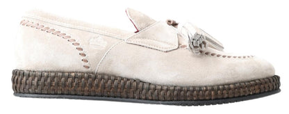 Dolce &amp; Gabbana Elfenbeinfarbene Espadrilles aus Wildleder für Herren