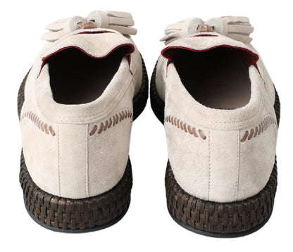 Dolce &amp; Gabbana Elfenbeinfarbene Espadrilles aus Wildleder für Herren