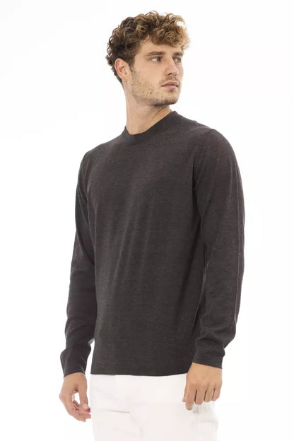 Alpha Studio Brauner Baumwollpullover für Herren