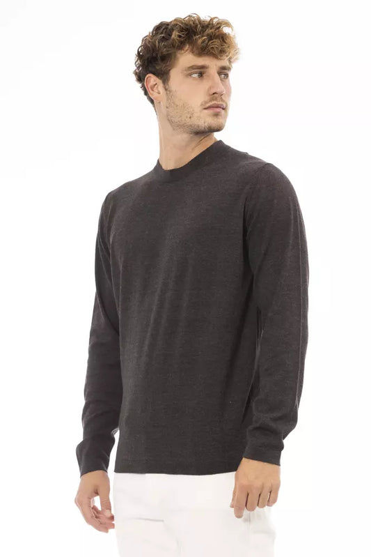 Alpha Studio Brauner Baumwollpullover für Herren