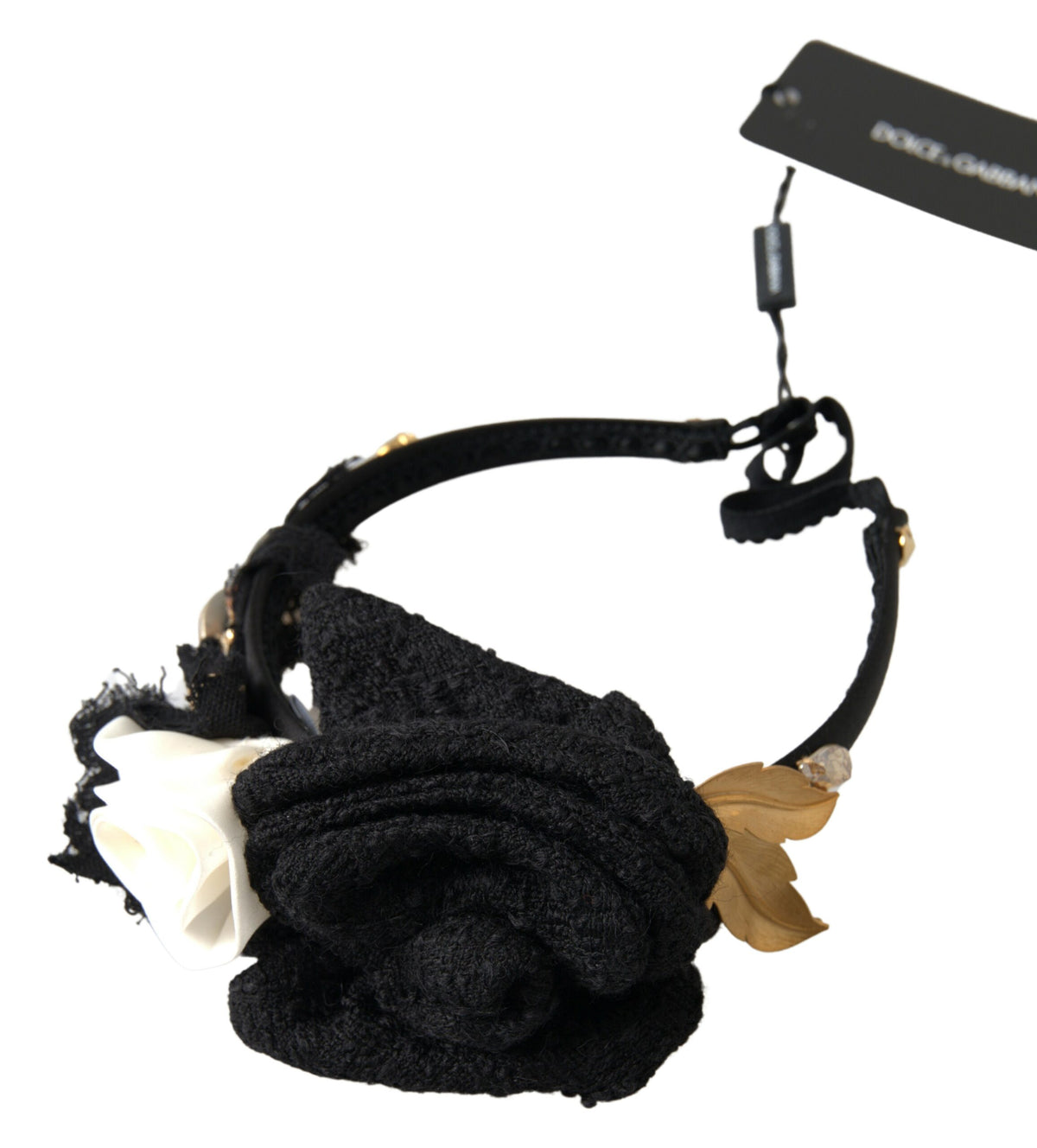 Dolce &amp; Gabbana Diadem Stirnband Tiara Weiß Rose Kristall Haar Gold