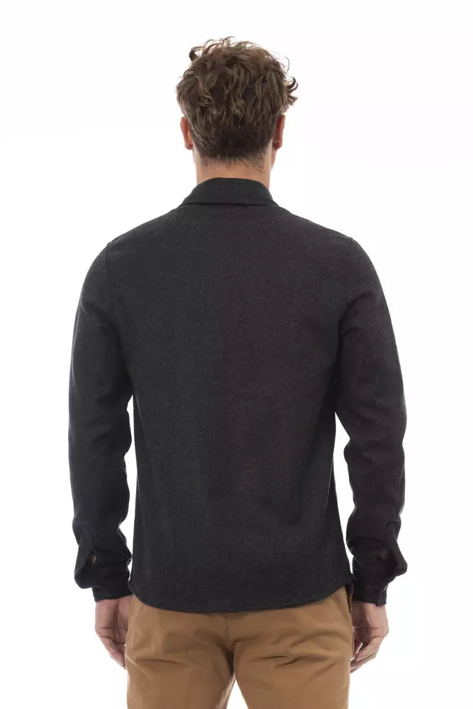 Alpha Studio Graues Wollhemd für Herren