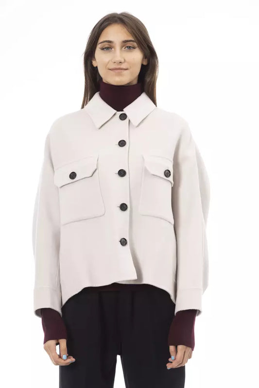 Alpha Studio Elegante weiße Blazerjacke aus Wolle