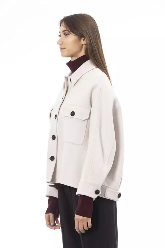 Alpha Studio Elegante weiße Blazerjacke aus Wolle