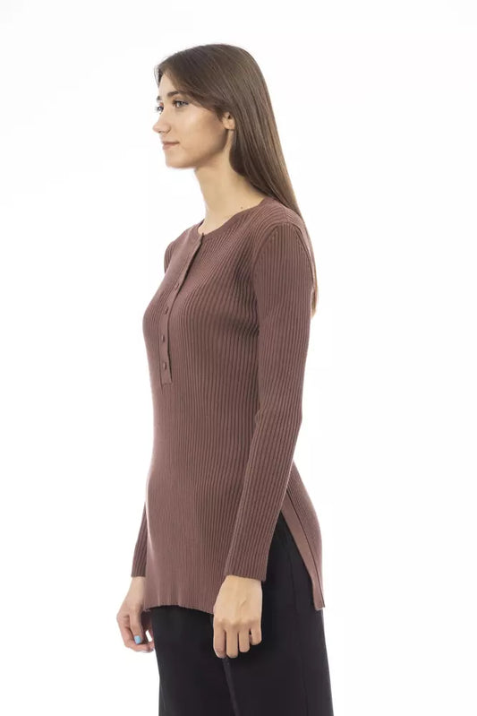 Alpha Studio Brauner Viskose-Pullover für Damen