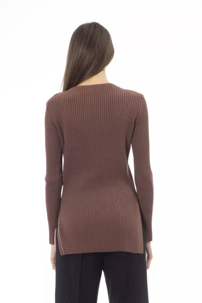 Alpha Studio Brauner Viskose-Pullover für Damen
