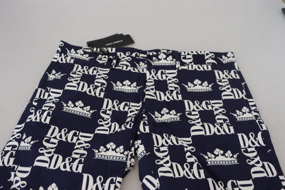 Dolce &amp; Gabbana, blaue Chinoshorts aus Baumwolle mit Logo-Print