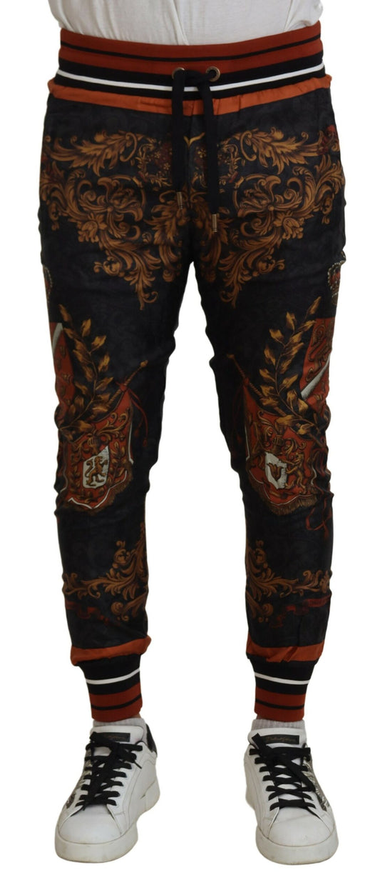 Dolce &amp; Gabbana Graue Seidenhose mit Barockkrone, Sporthose