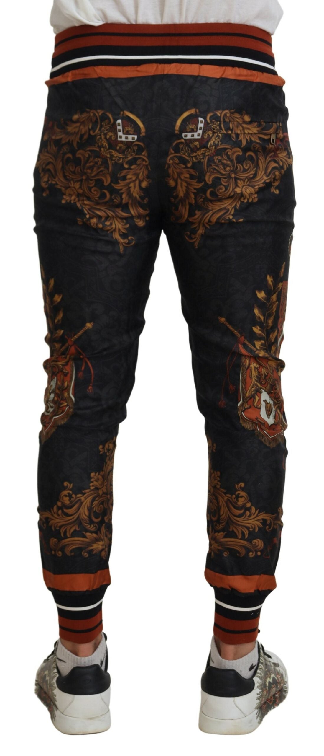 Dolce &amp; Gabbana Graue Seidenhose mit Barockkrone, Sporthose