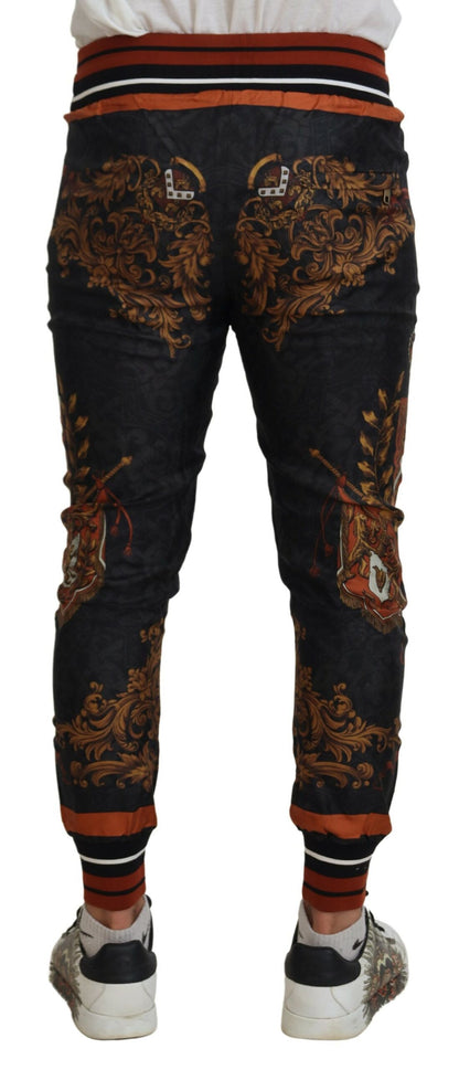 Dolce &amp; Gabbana Graue Seidenhose mit Barockkrone, Sporthose