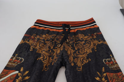 Dolce &amp; Gabbana Graue Seidenhose mit Barockkrone, Sporthose