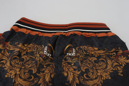 Dolce &amp; Gabbana Graue Seidenhose mit Barockkrone, Sporthose