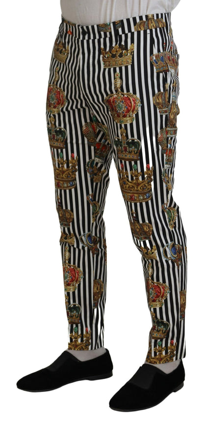 Dolce &amp; Gabbana – Weiße Stretch-Hose aus Baumwolle mit Krone