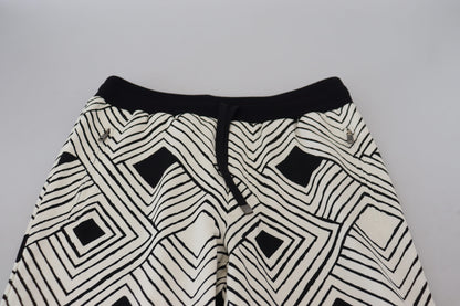 Dolce &amp; Gabbana Schwarz-Weiße Baumwollhose Sporthose