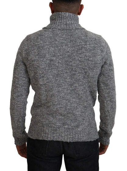 Dolce &amp; Gabbana Grauer Rollkragenpullover aus Wollstrick