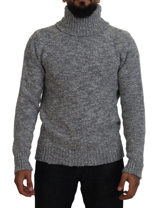 Dolce &amp; Gabbana Grauer Rollkragenpullover aus Wollstrick