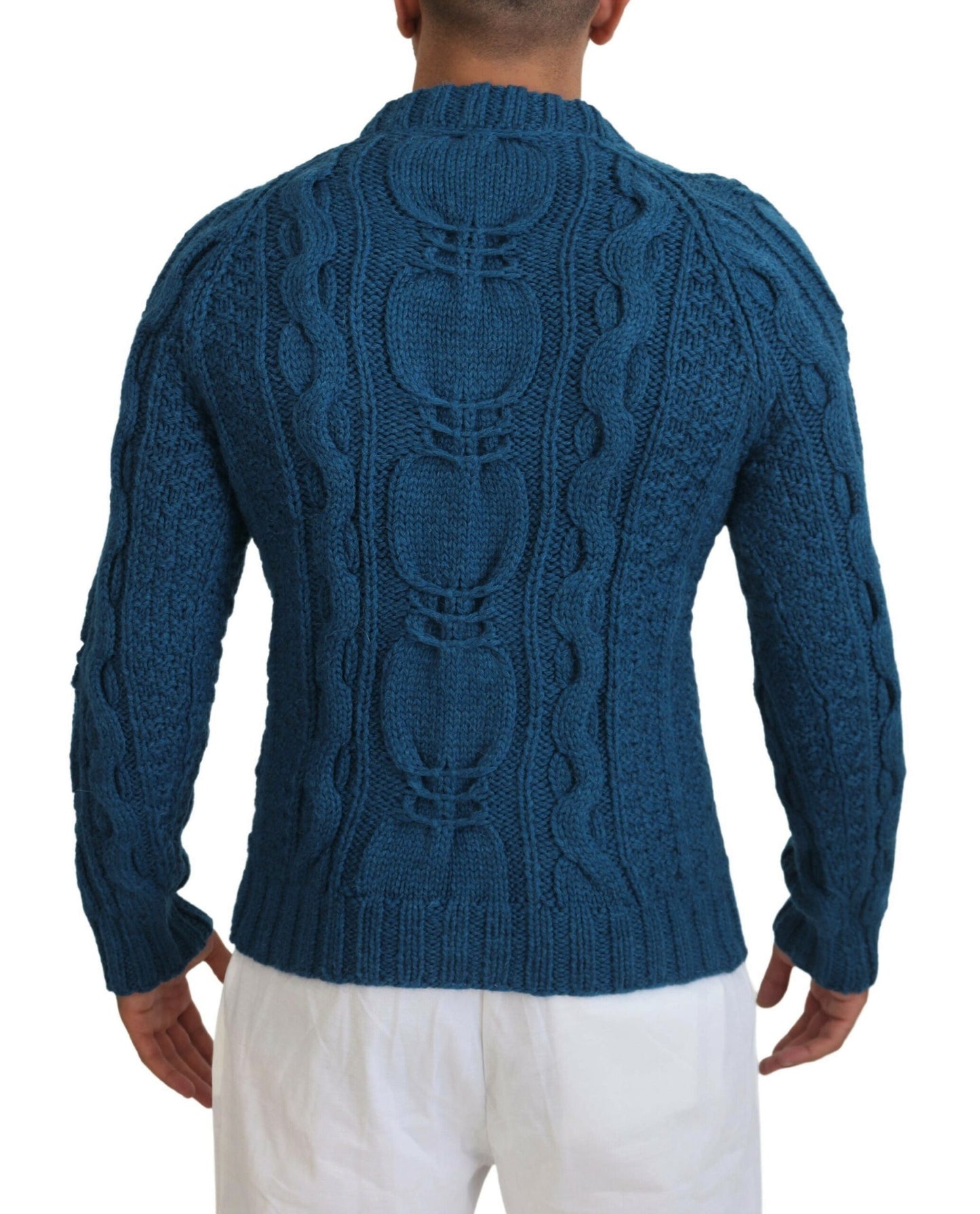 Dolce &amp; Gabbana, blauer Pullover aus gestrickter Wolle und Alpaka