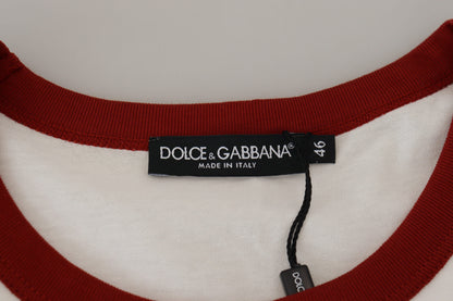 Dolce &amp; Gabbana – Weißes T-Shirt mit Rundhalsausschnitt und Logo-Print aus Baumwolle