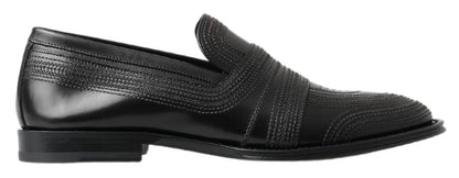 Dolce &amp; Gabbana – Slipper-Loafer aus schwarzem Leder mit Nähten