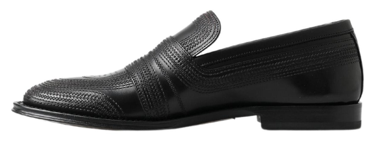 Dolce &amp; Gabbana – Slipper-Loafer aus schwarzem Leder mit Nähten