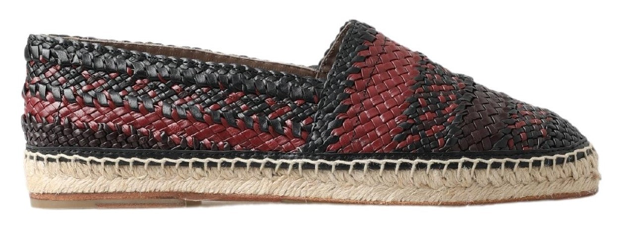 Dolce &amp; Gabbana – Espadrilles aus Büffelleder in Schwarz und Bordeaux