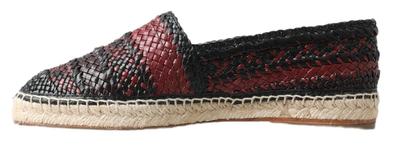 Dolce &amp; Gabbana – Espadrilles aus Büffelleder in Schwarz und Bordeaux