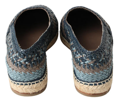 Dolce &amp; Gabbana Blaugraue Buffalo-Espadrilles aus Leder