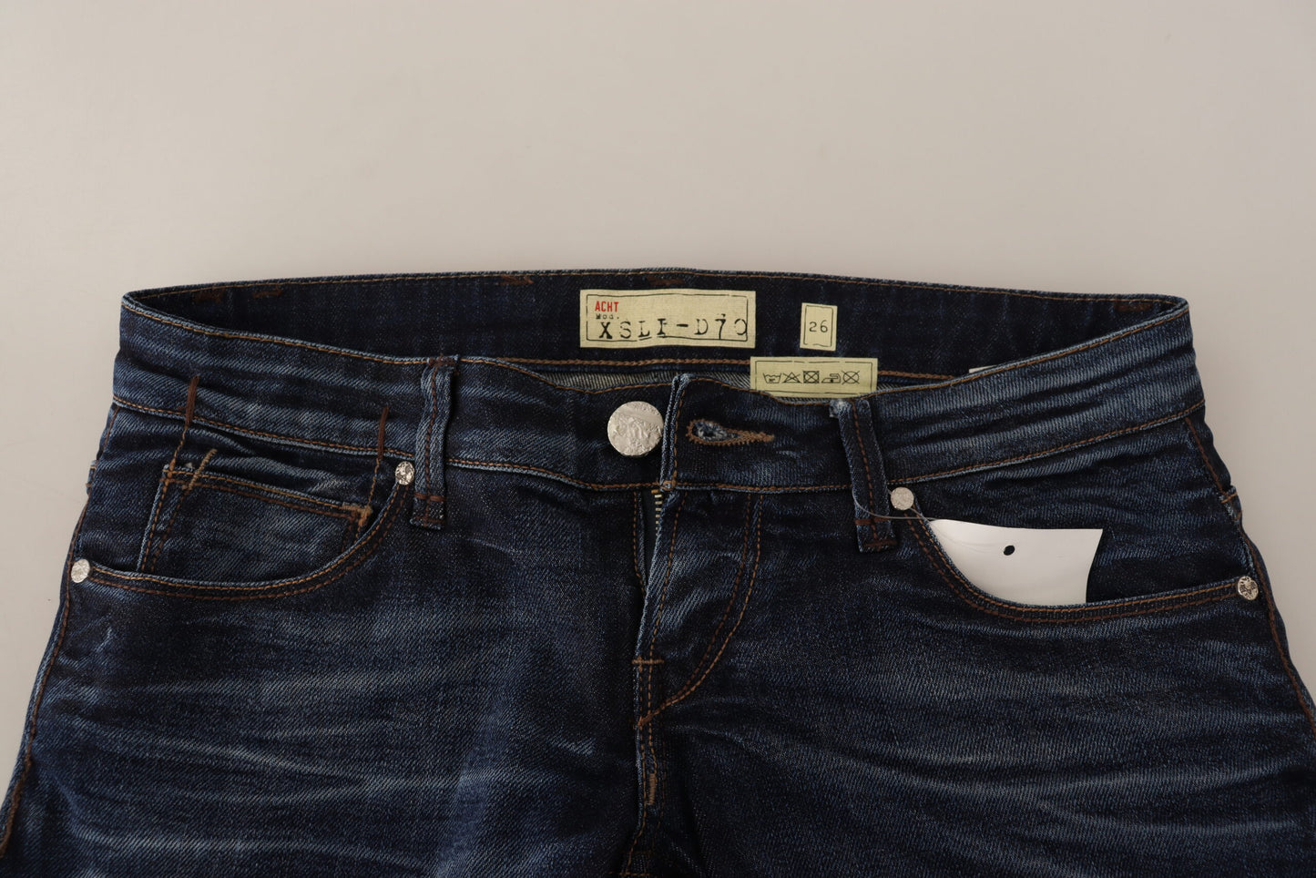 Acht – Blaue Skinny-Jeans aus verwaschener Baumwolle mit niedriger Taille