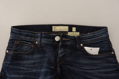 Acht – Blaue Skinny-Jeans aus verwaschener Baumwolle mit niedriger Taille