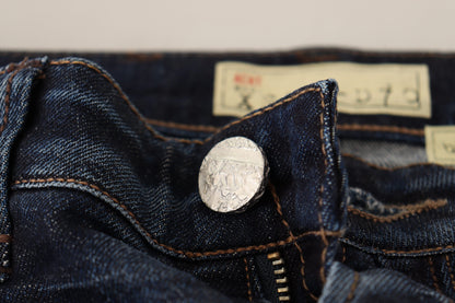 Acht – Blaue Skinny-Jeans aus verwaschener Baumwolle mit niedriger Taille