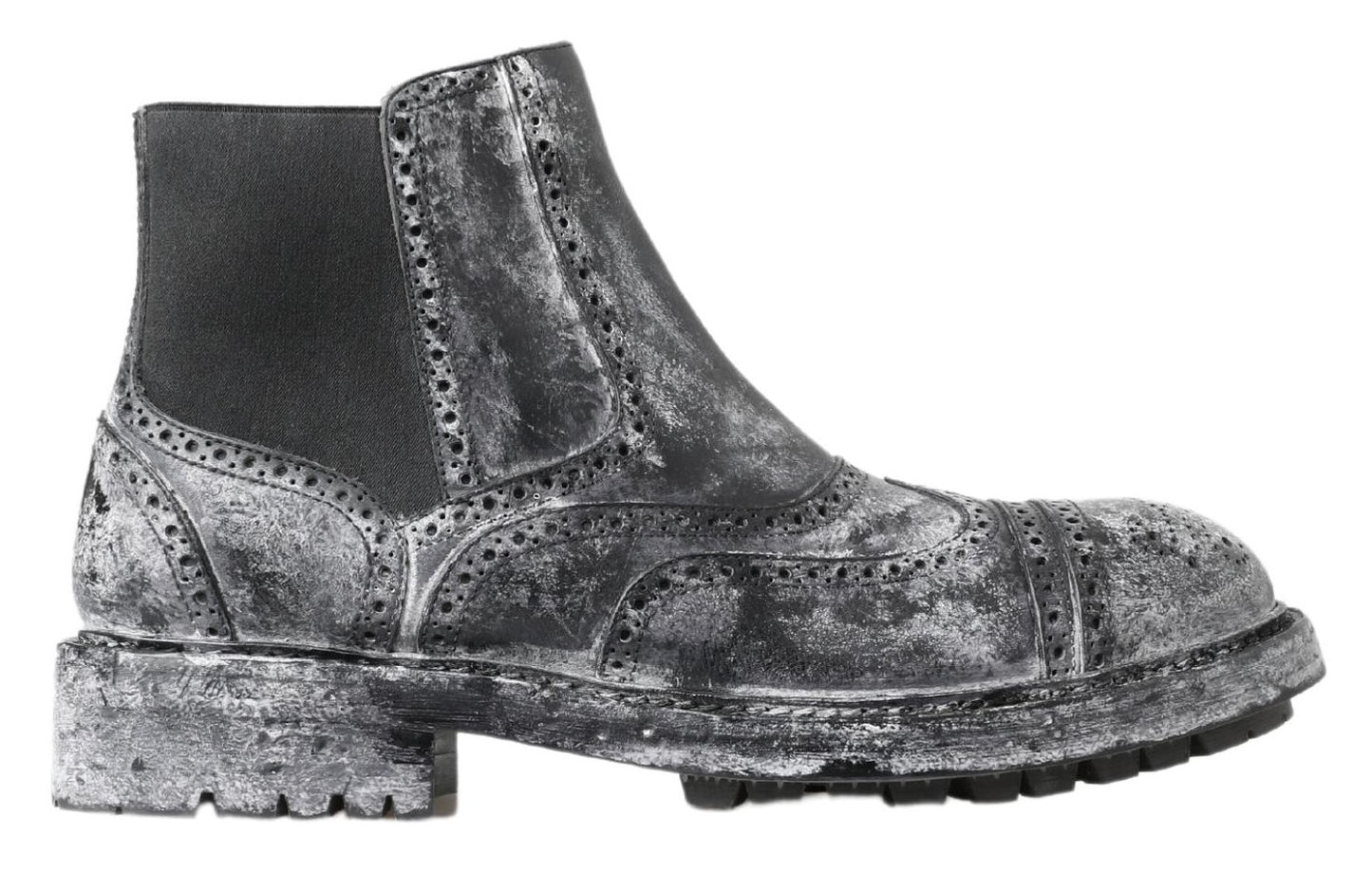 Dolce &amp; Gabbana Stiefeletten aus schwarzem und grauem Leder