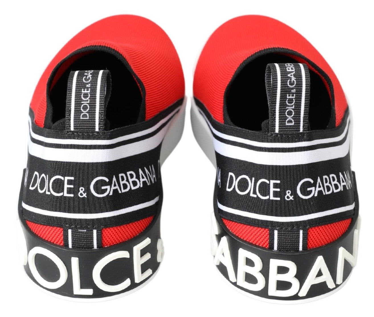 Dolce &amp; Gabbana Rot Weiß Flache Sneakers Loafer Schuhe